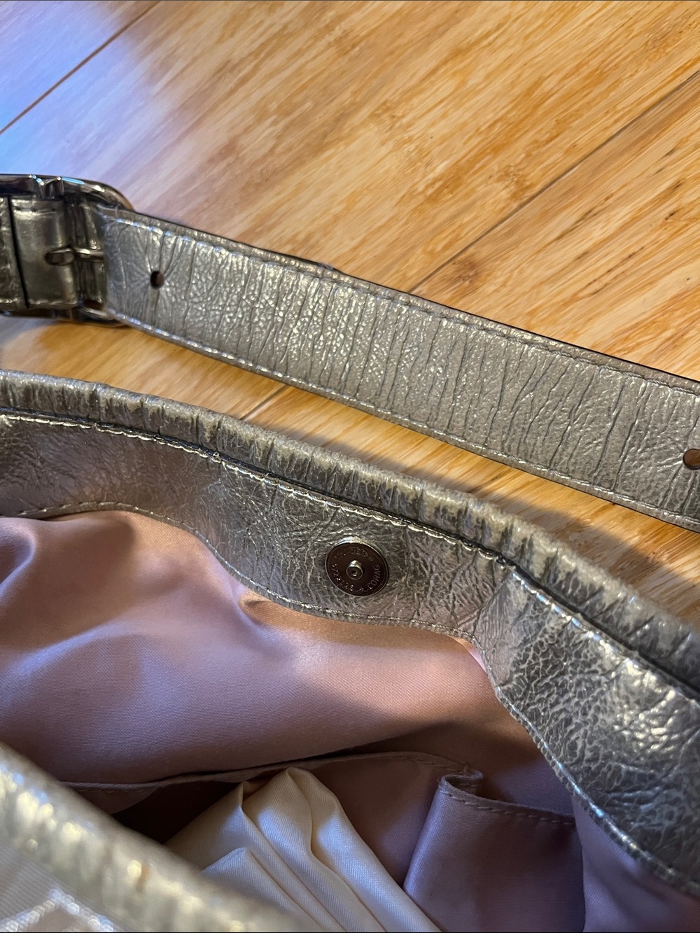 Coach Metallic Gray Shoulder Bag - Picture 4 of 8